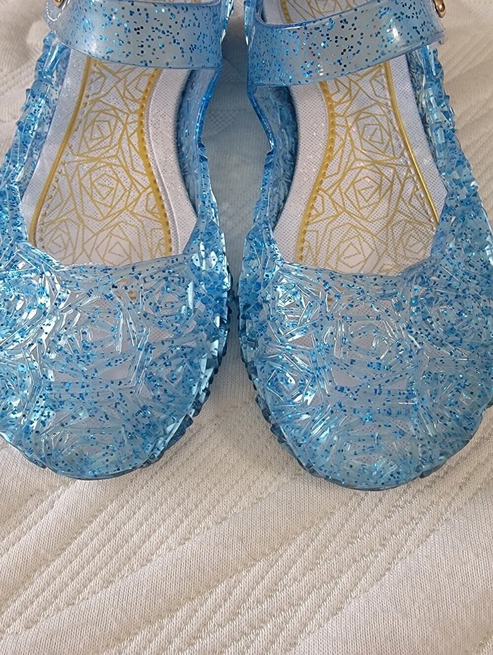 Girls Blue Jelly Mary Jane Shoes Inspired By Elsa Frozen Size 31 US 13C