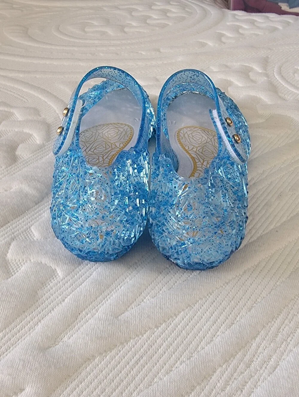 Girls Blue Jelly Mary Jane Shoes Inspired By Elsa Frozen Size 31 US 13C