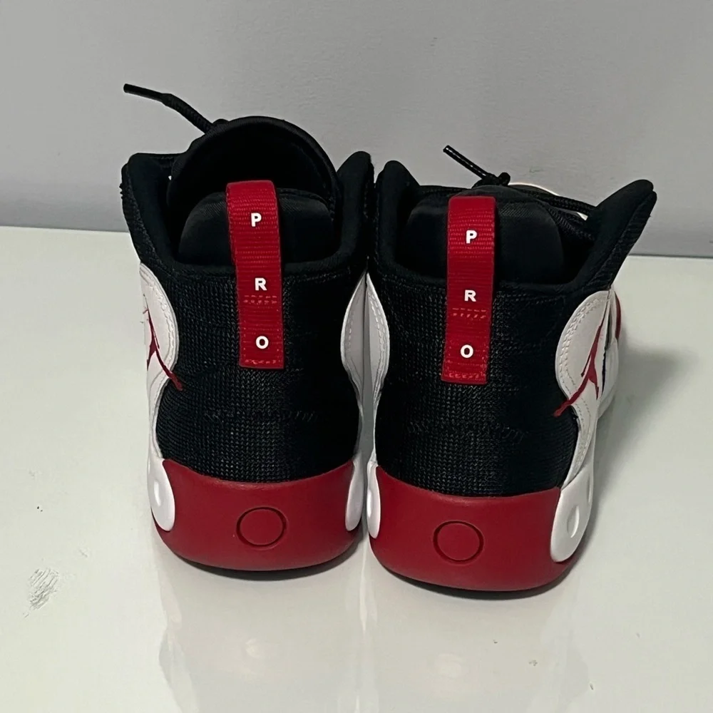 Jordan pro Rx Kids Sneakers in Black, White, and Red Accents