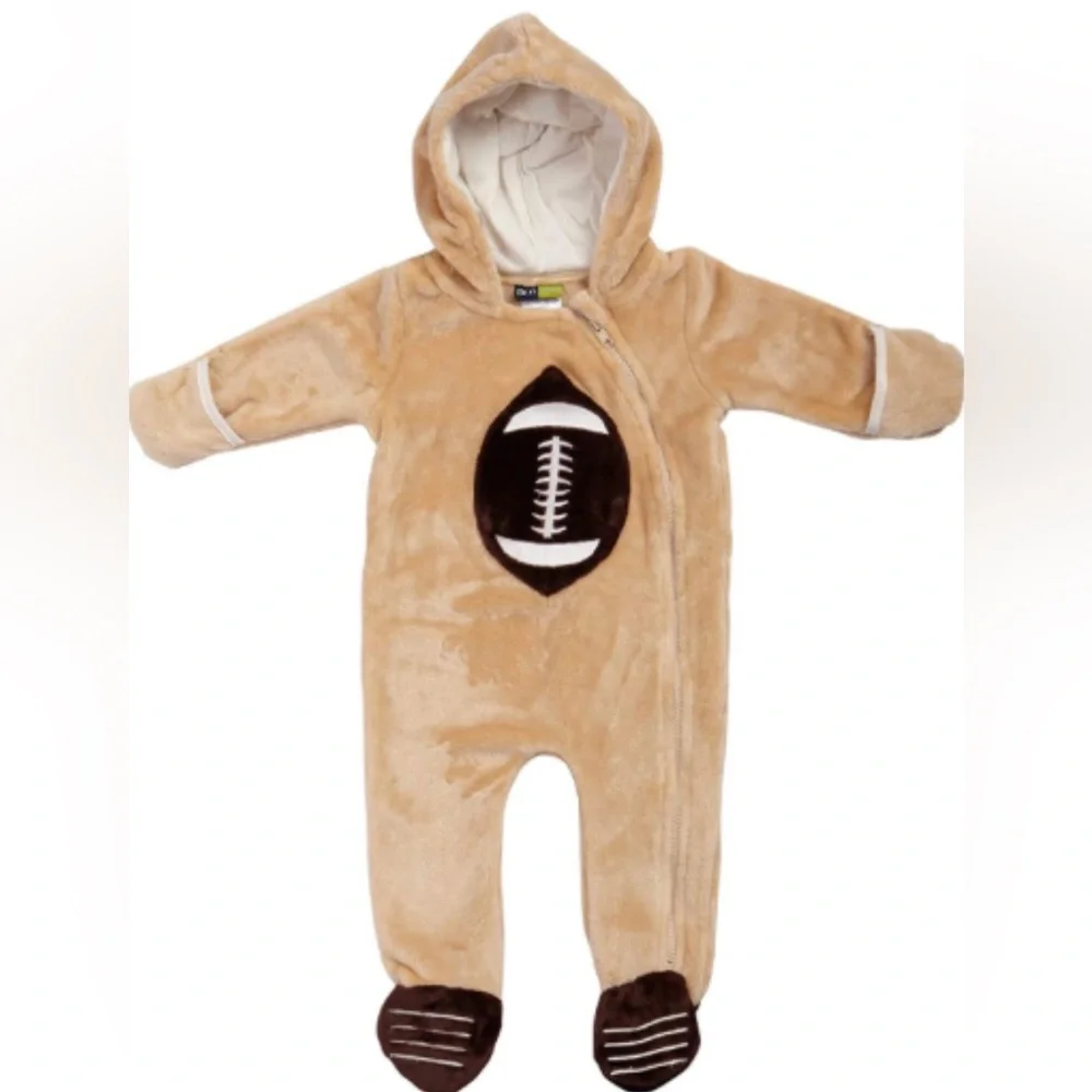 Mick Mack Baby Football Plush Bunting Pram Hooded Footie 3-6M NWT