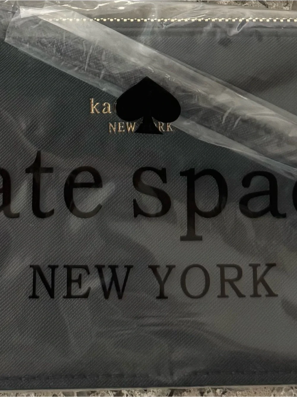 kate spade Black Logo Zip Pouch with Gold Accents