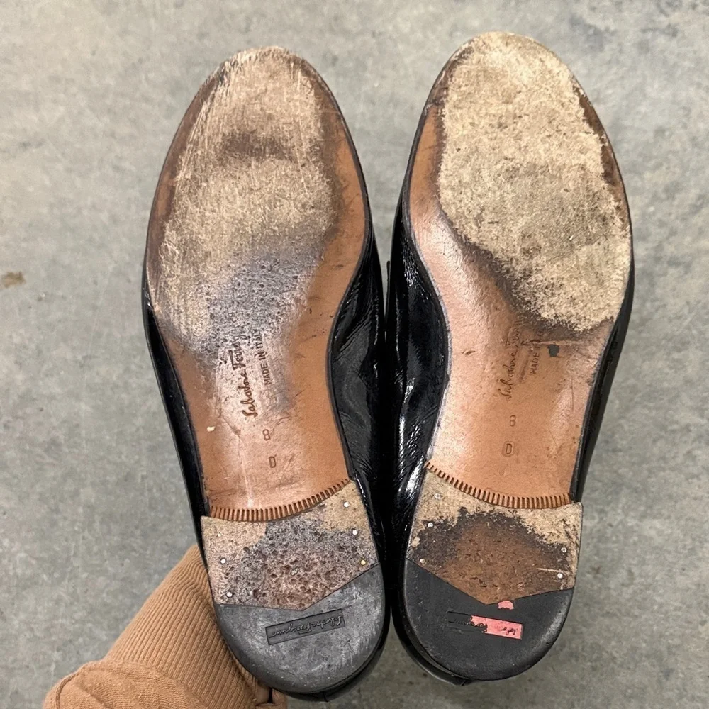 Salvatore Ferragamo Glossy Black Men's Slip-Ons