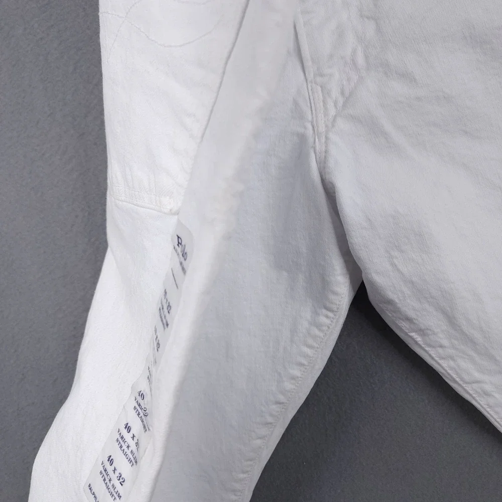 Polo Ralph Lauren Varick Slim Straight White Garment Dyed Stretch Jean Men 40x32