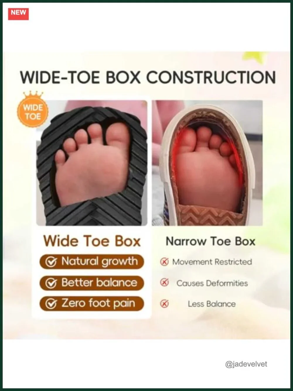 Wide Toe Box Toddler Sneakers, Easy Slip-On, Hook & Loop Closure, Flexible Sole