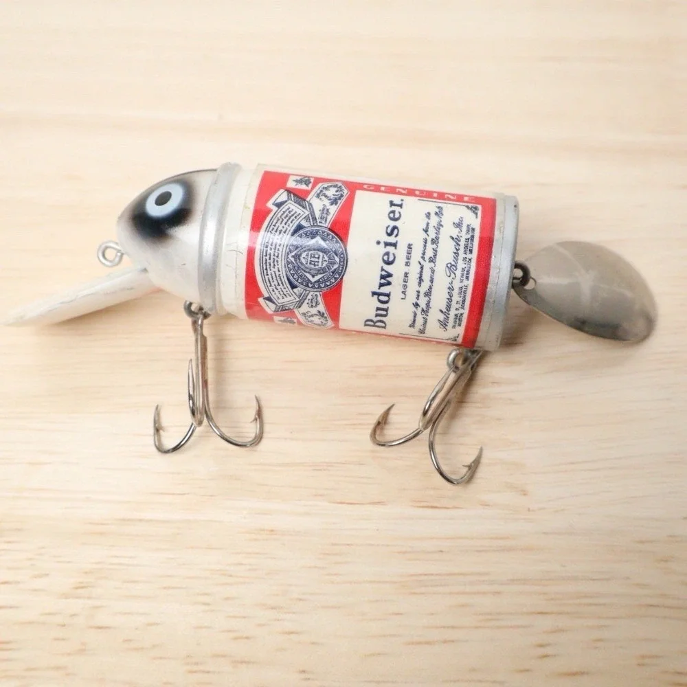 VTG HEDDON BIG BUD FISHING LURE CRANKBAIT Budweiser Beer Can Collectible