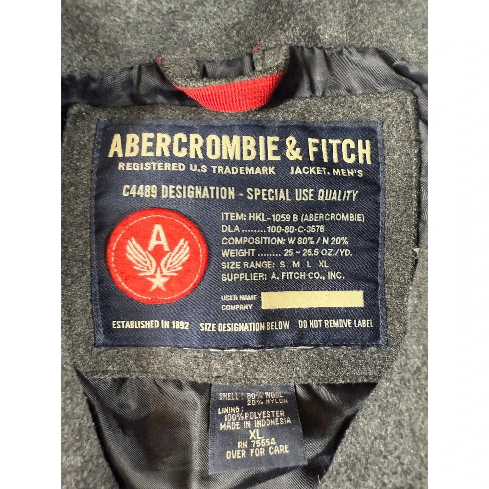 Abercrombie and Fitch Men's Wool Blend  Coat Trench Black Dark Gray XL