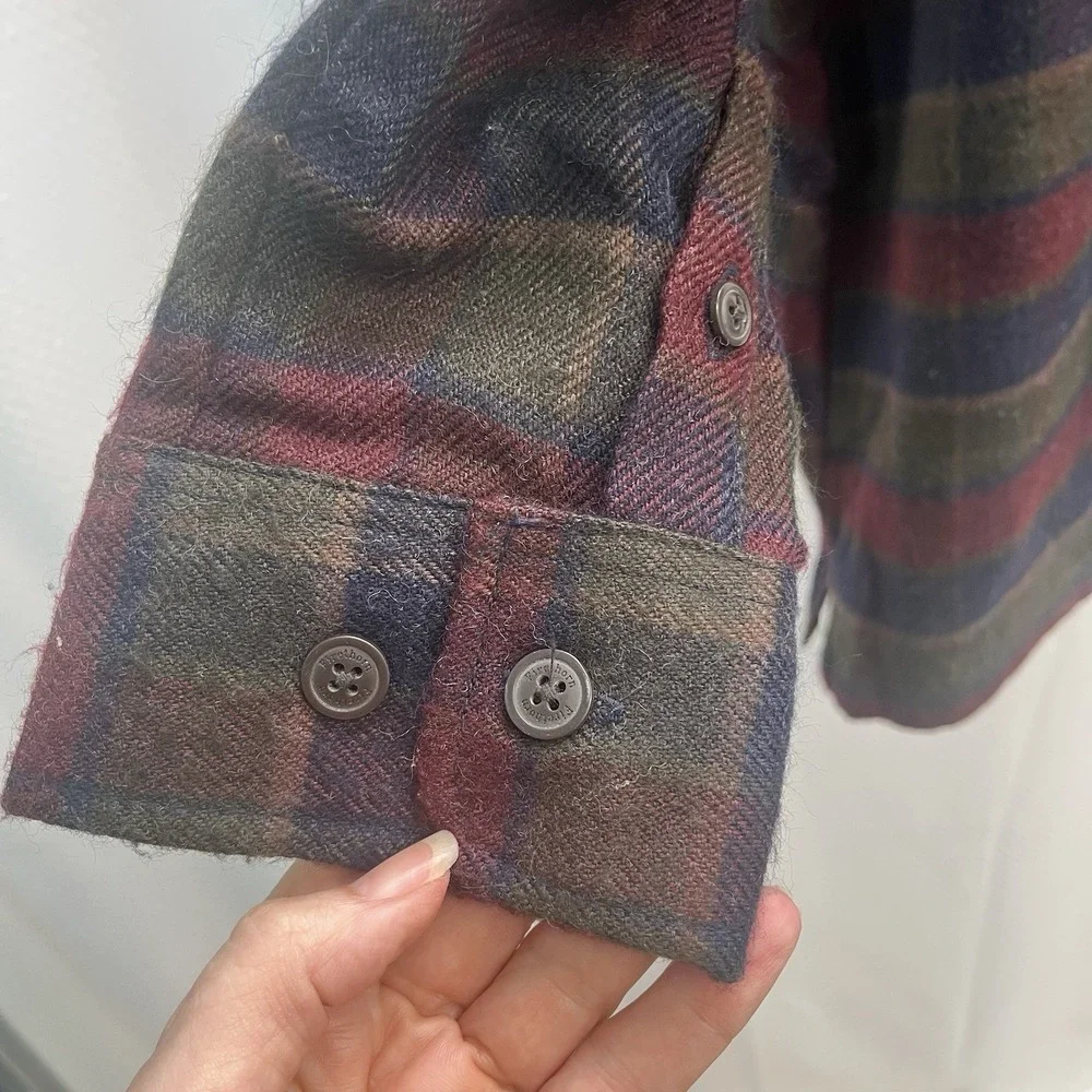 Firethorn Silver Wool Blend Plaid Suede Trim Lined Shacket XL Mens Lumber Jack