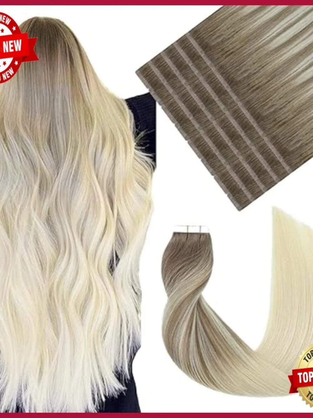 Human Hair Tape-In Extensions 16 Inch 50g 20pcs Straight Reusable