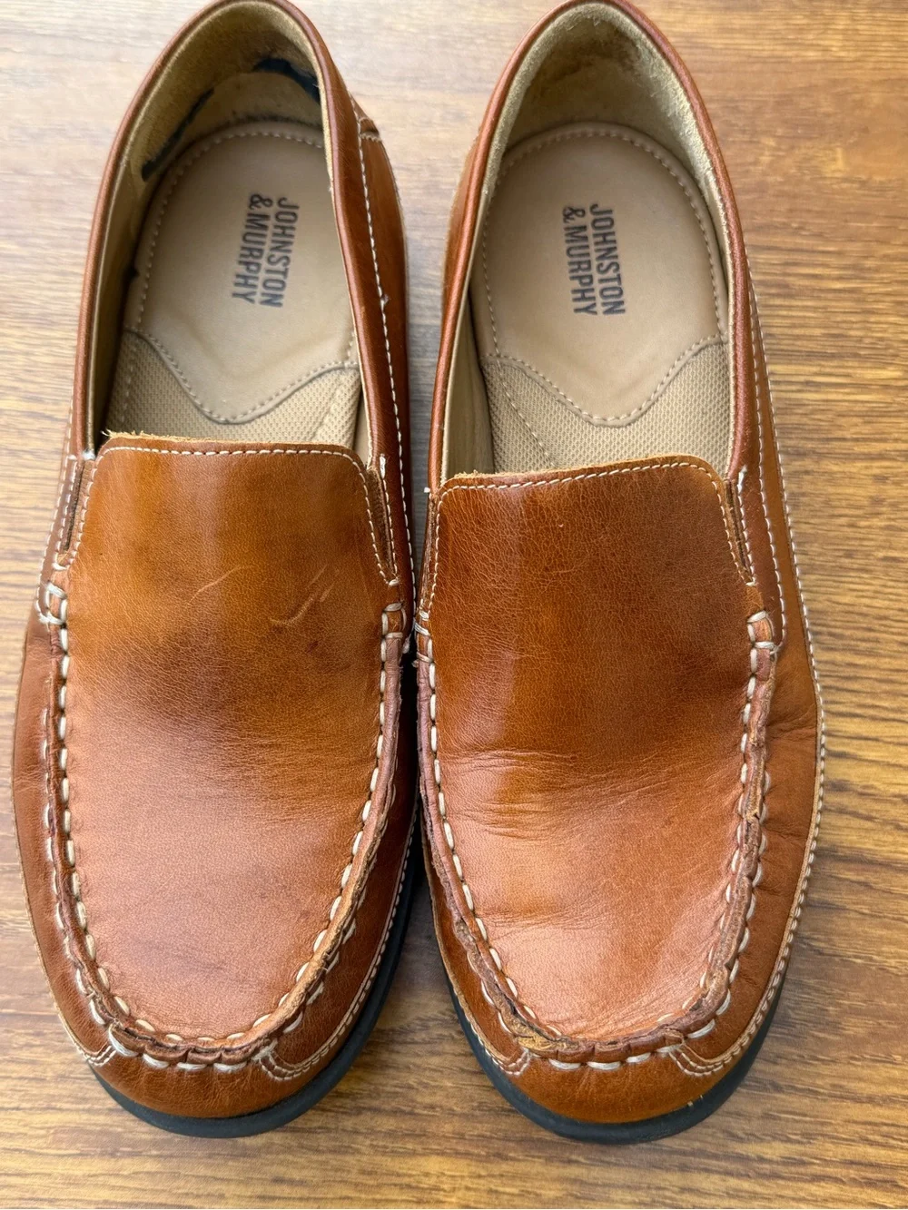 Johnston & Murphy Boys Leather Penny Loafers Size 6M Brown Slip On Casual