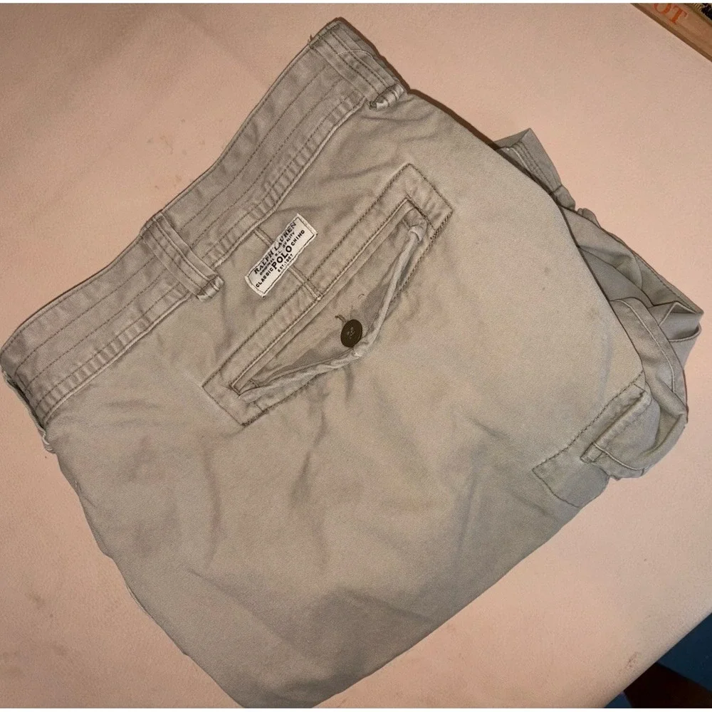 Polo Ralph Lauren Beige Khaki Cargo Shorts Men's 52B Big Y2K Baggy