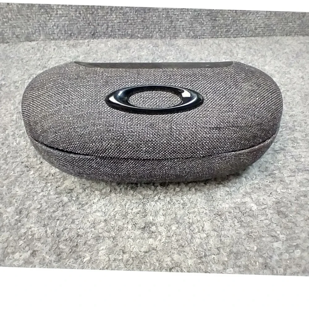 Oakley Sunglasses Hard Case Charcoal Grey Woven Fabric Ellipse Logo Storage