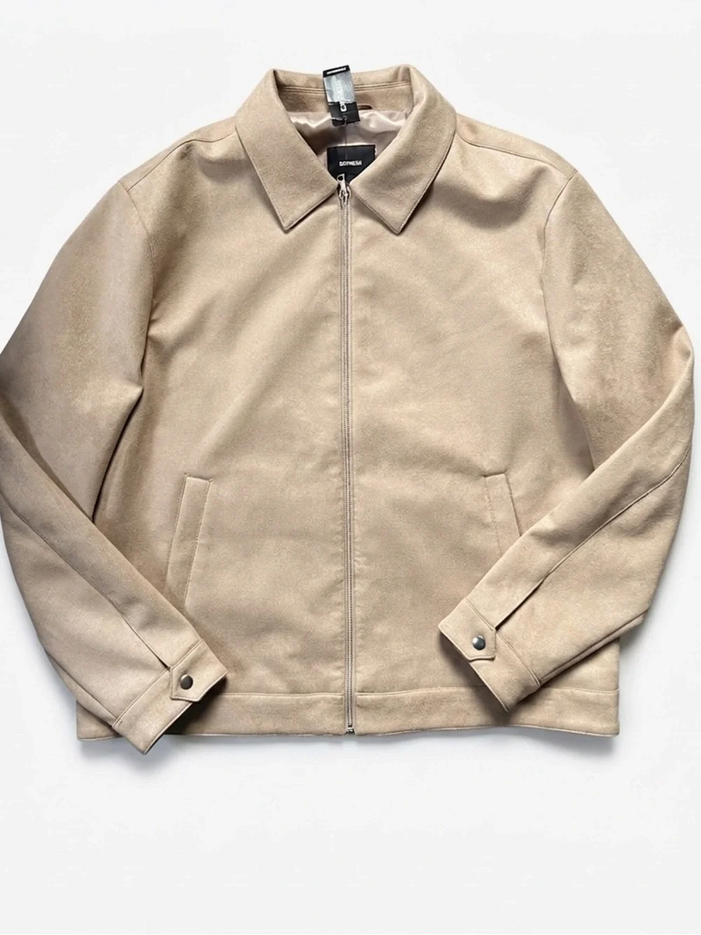 Express Men's Light Tan Zip-Front Shirt Jacket