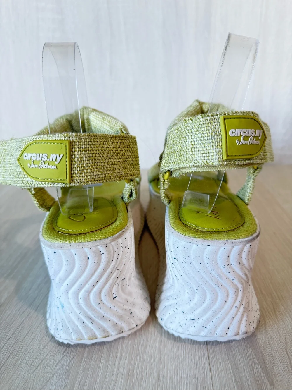 Circus NY by Sam Edelman Platform Sport Sandals Lime Green Wedge Hook & Loop 8.5