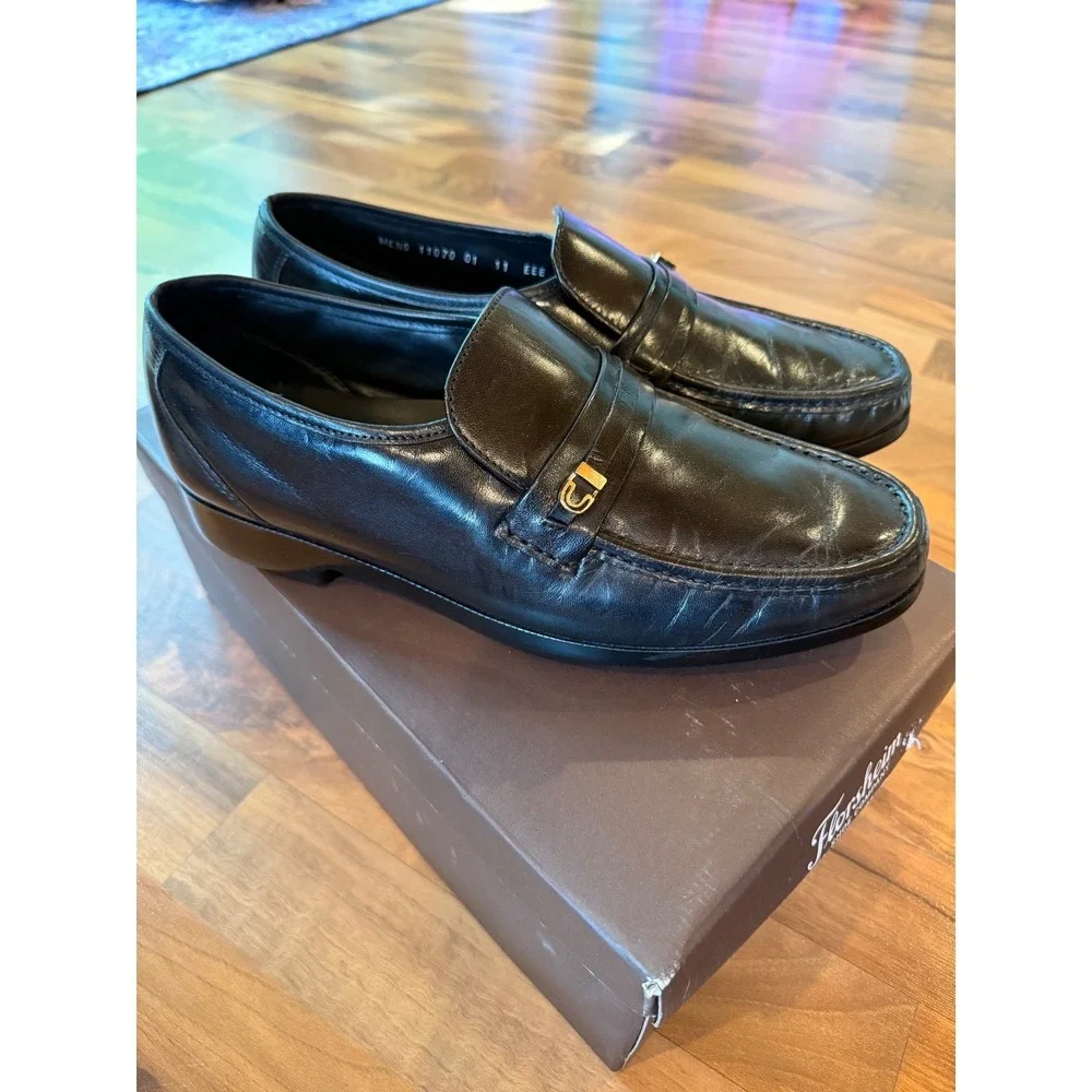 Florsheim Berkley Flex Penny‎ Loafer Black Leather Dress Shoes 11 EEE officecore