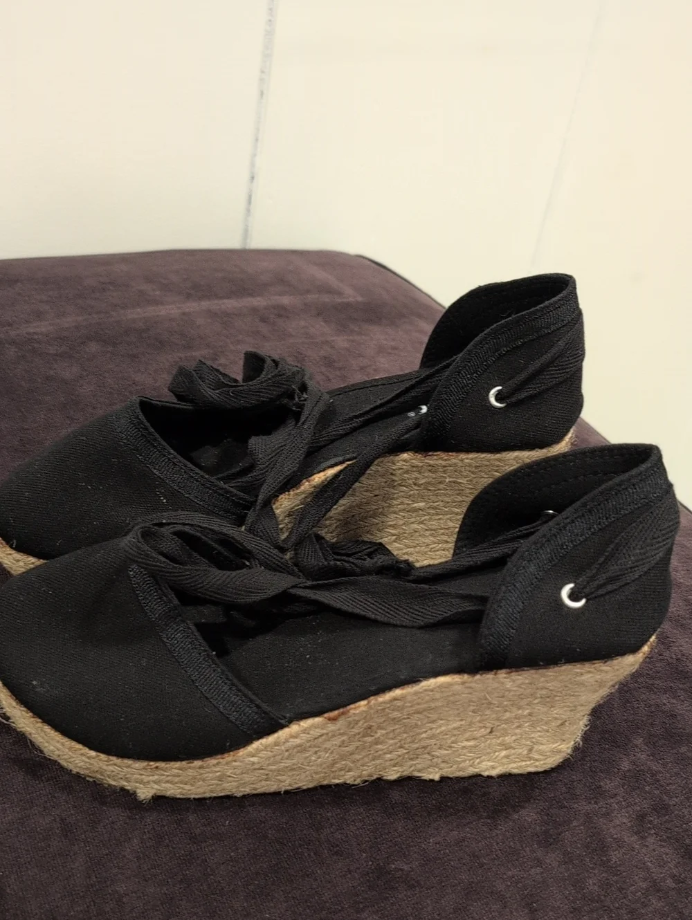 Black Espadrille Wedge Tie-Up Sandals - Classic Women's Summer Shoe