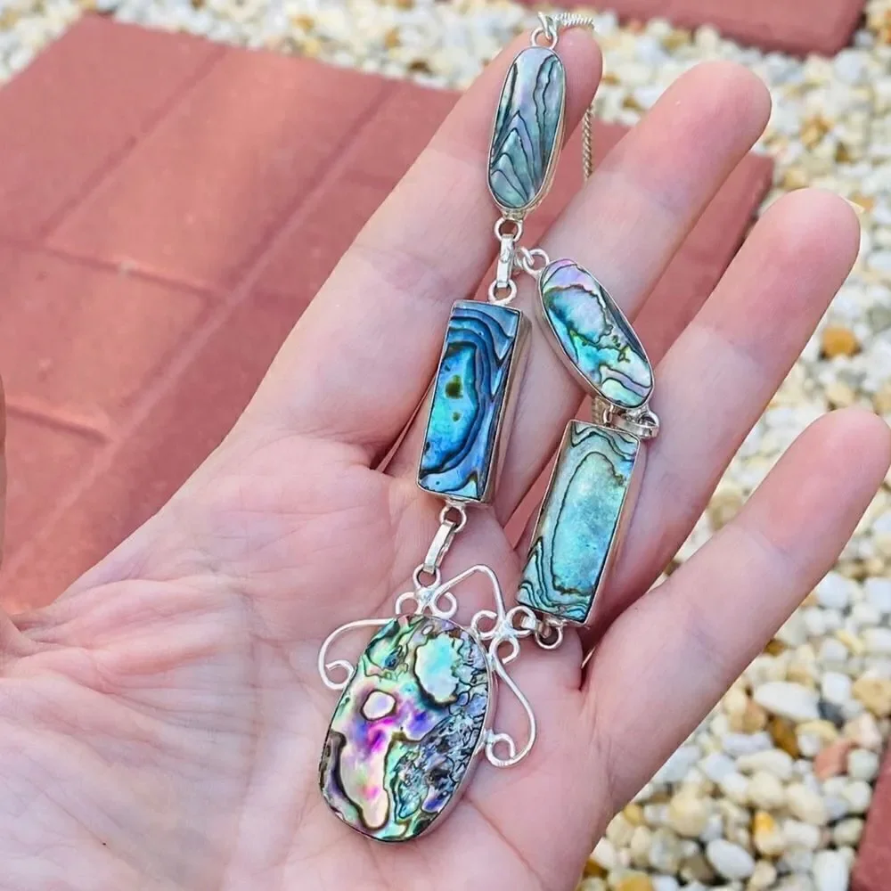 Abalone Sterling Silver Boho Necklace