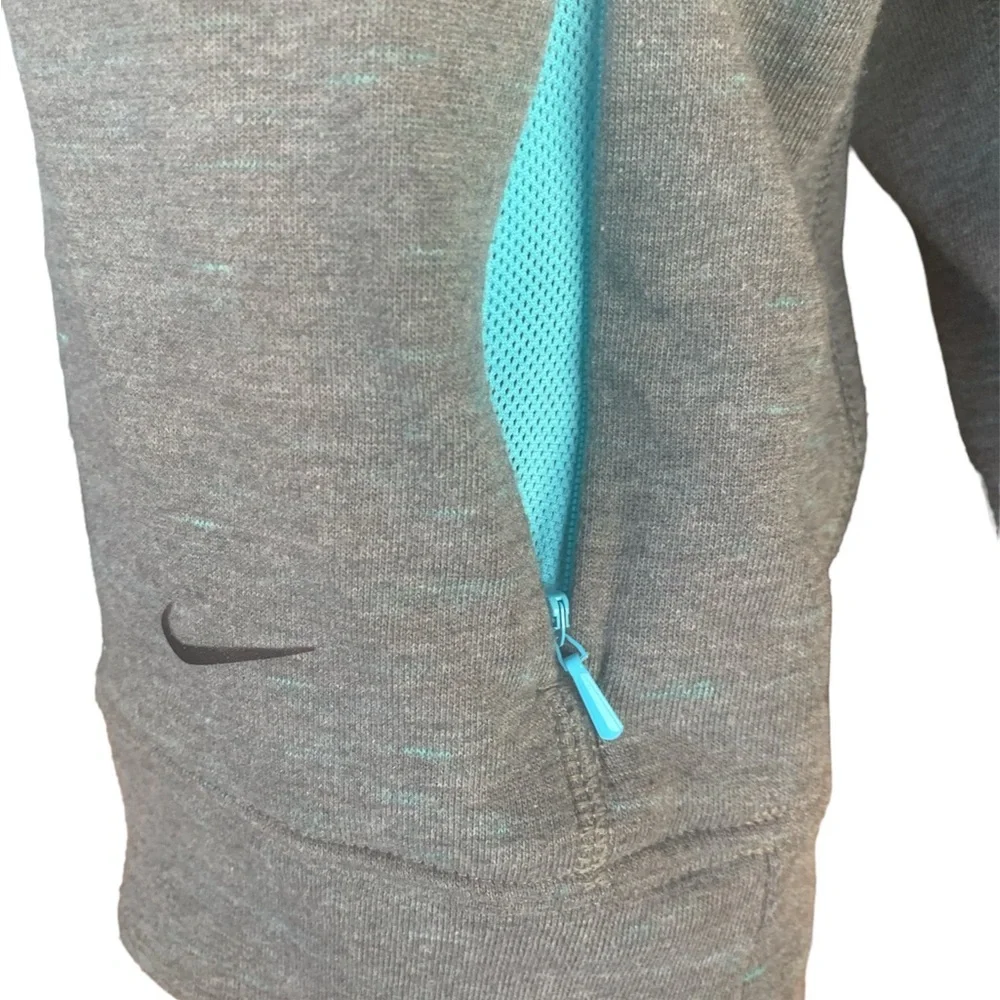 Nike Dri-Fit Women’s Large Sweatshirt Scoop Neck Boxy Gray & Turquoise Lounge