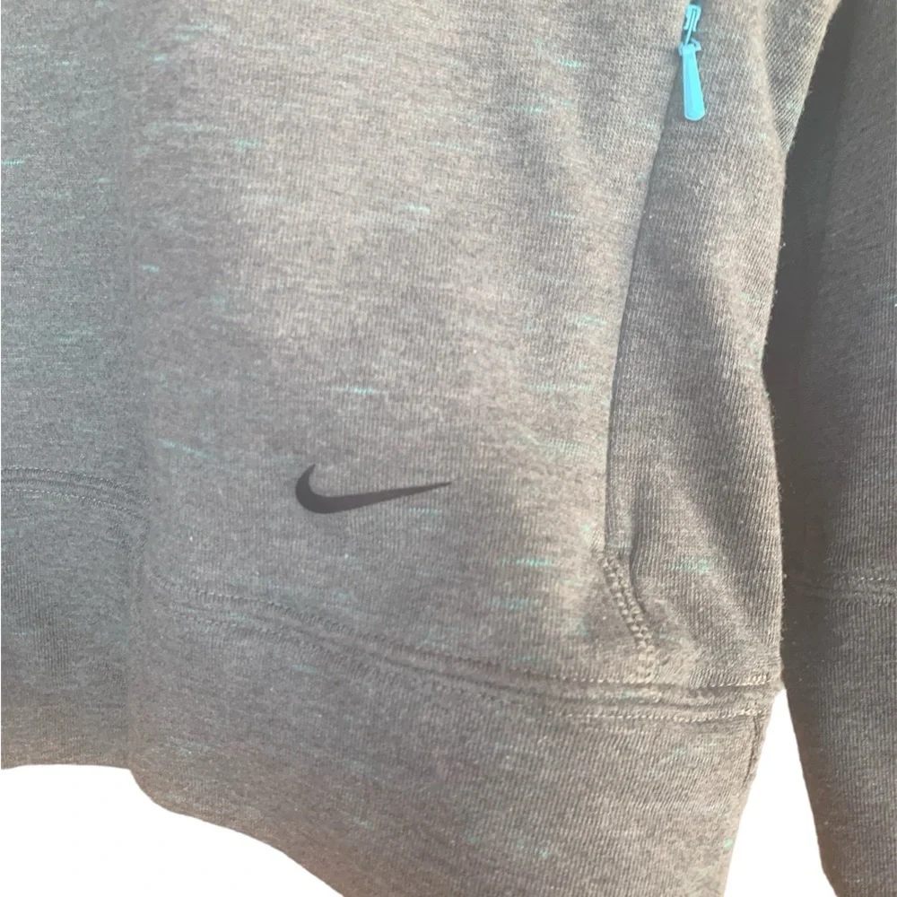Nike Dri-Fit Women’s Large Sweatshirt Scoop Neck Boxy Gray & Turquoise Lounge