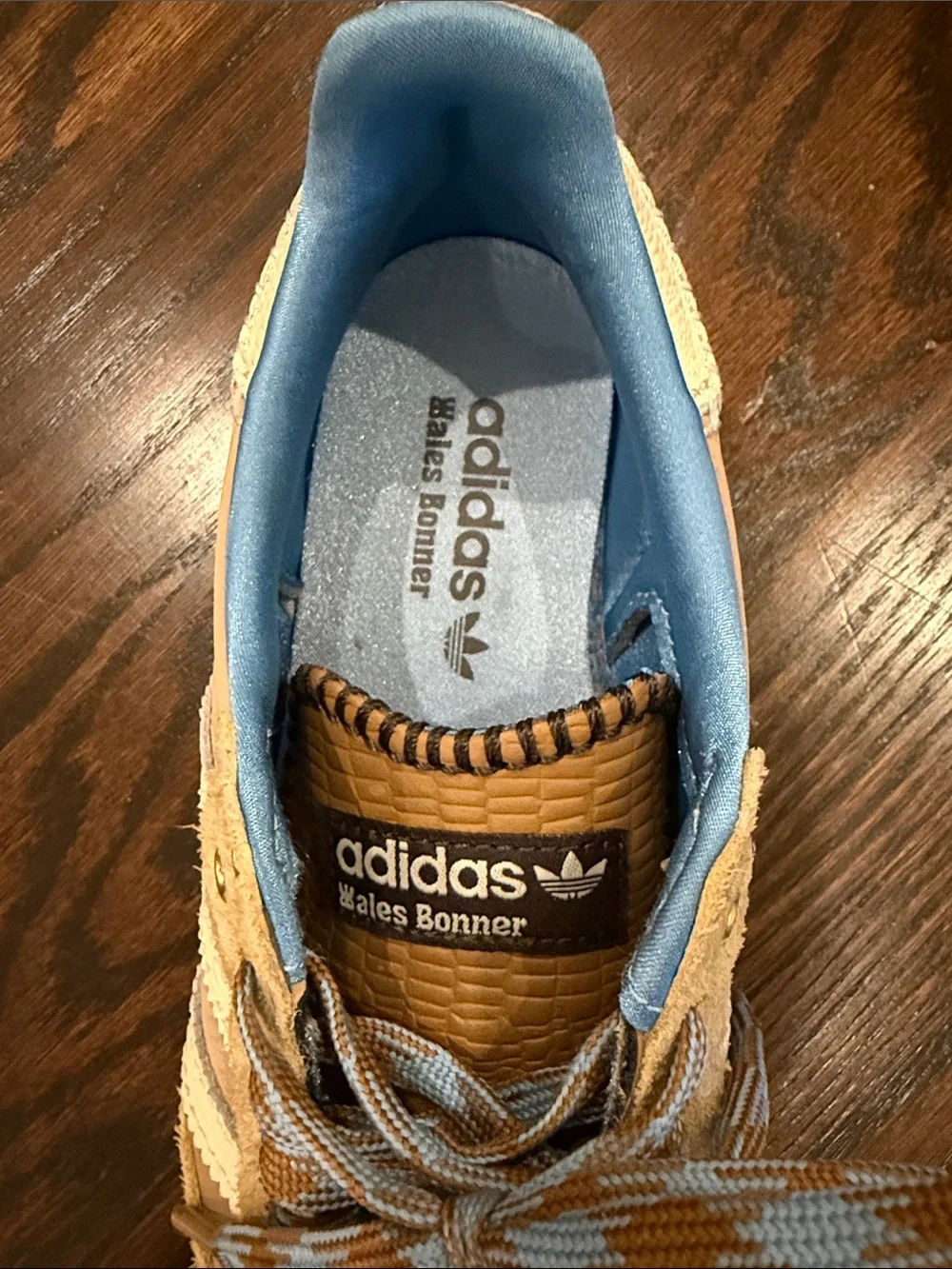 adidas wales bonner Suede Sneakers in Tan and Light Blue