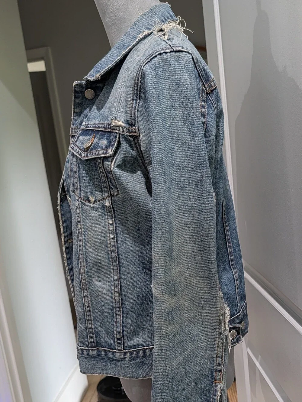 J. Crew Light Wash‎ Distressed Denim Jacket