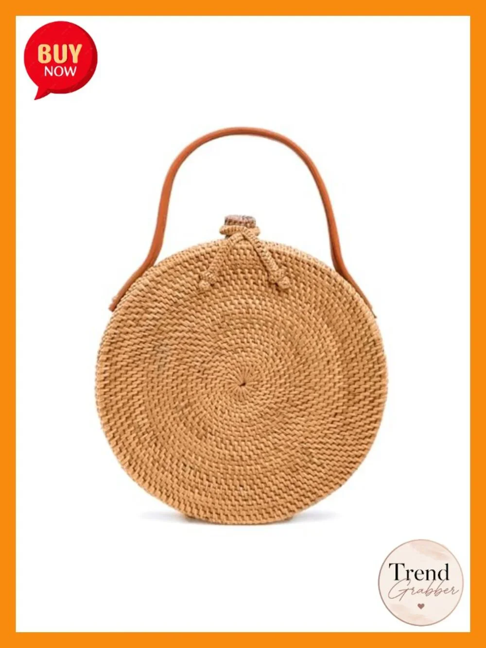 Handmade Rattan Crossbody Bag - Woven Wicker Purse - Round Straw Bag