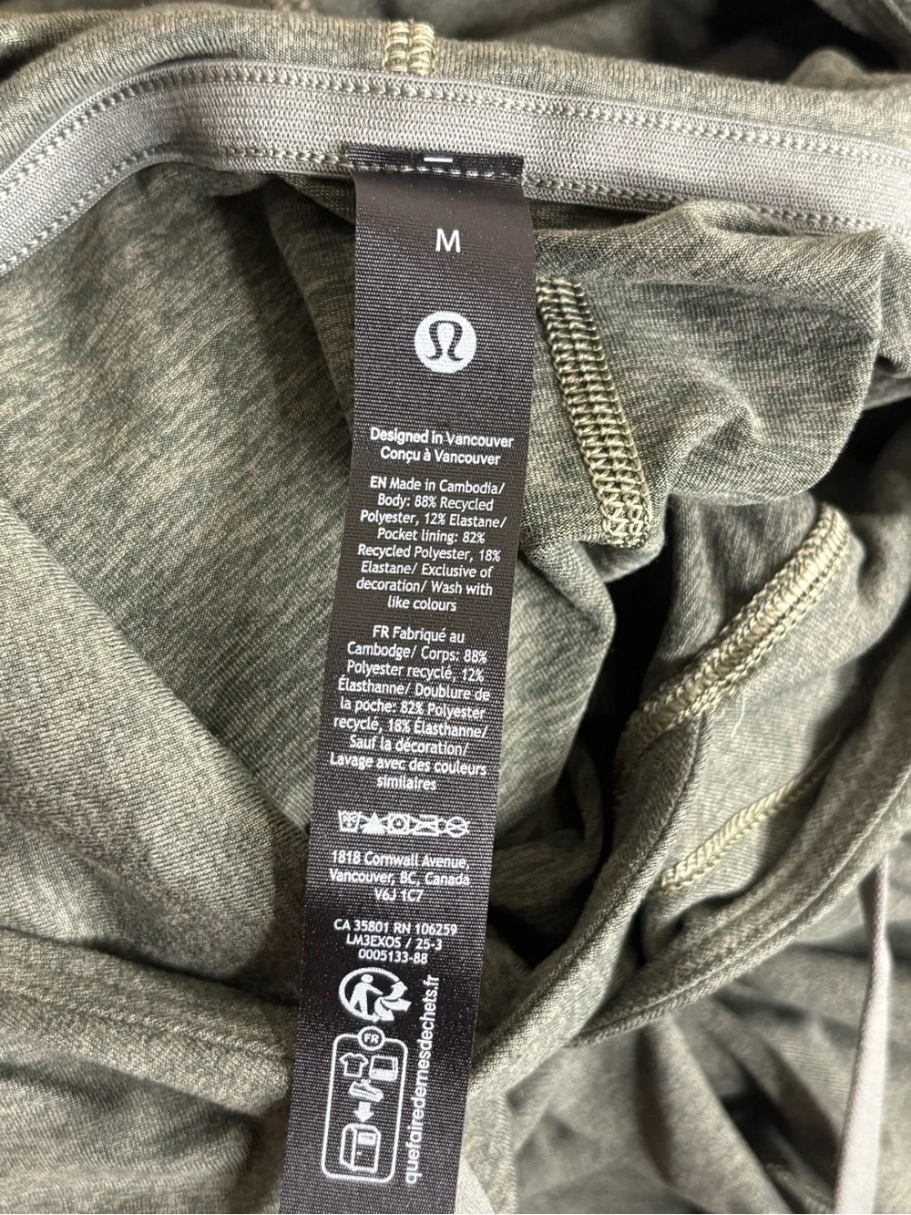 Lululemon Soft Jersey Pullover Hoodie green heather size medium M3EXOS