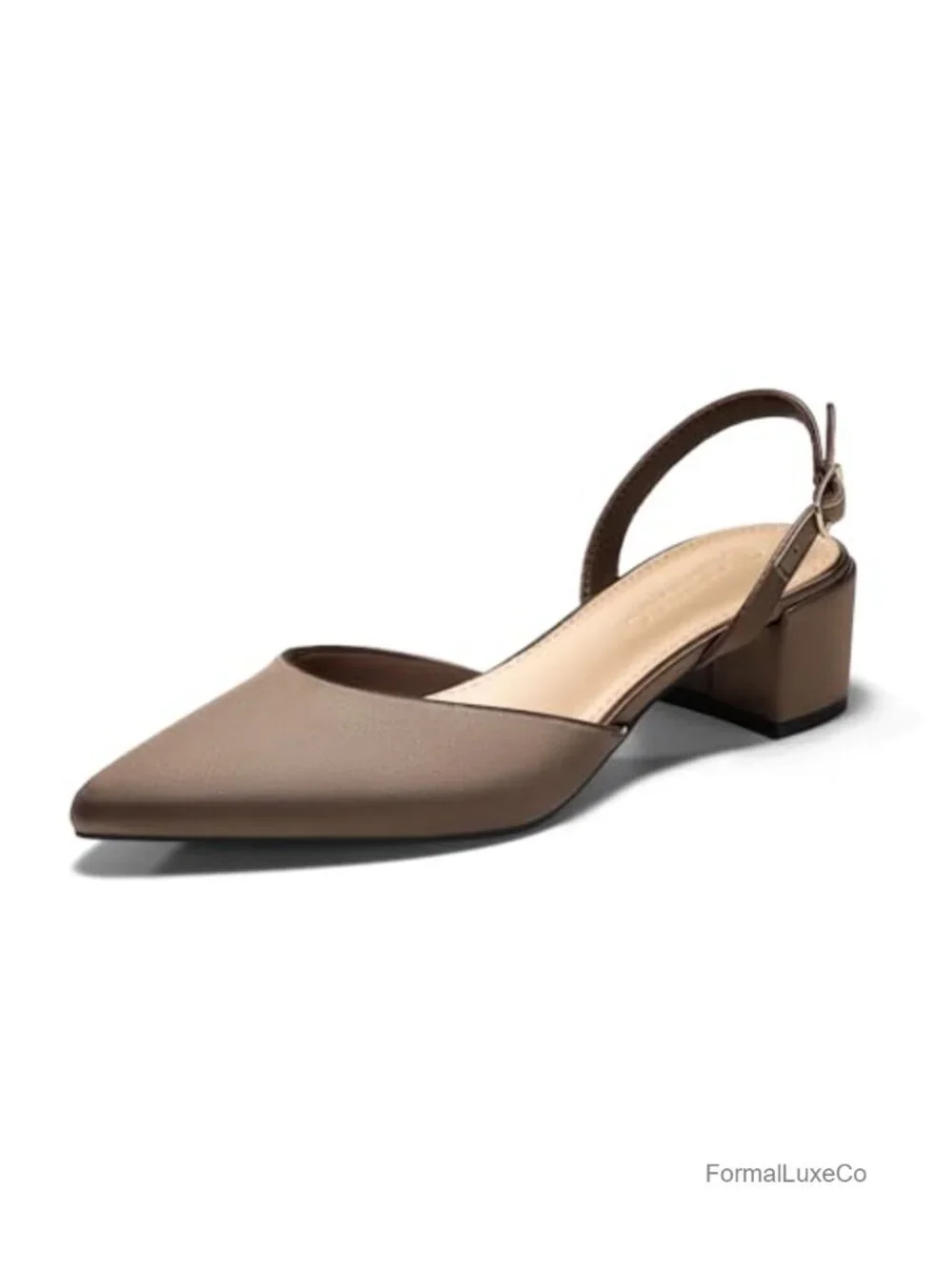 Low Chunky Heels Slingback Closed Pointed Toe Pumps Party Wedding Dress Shoes