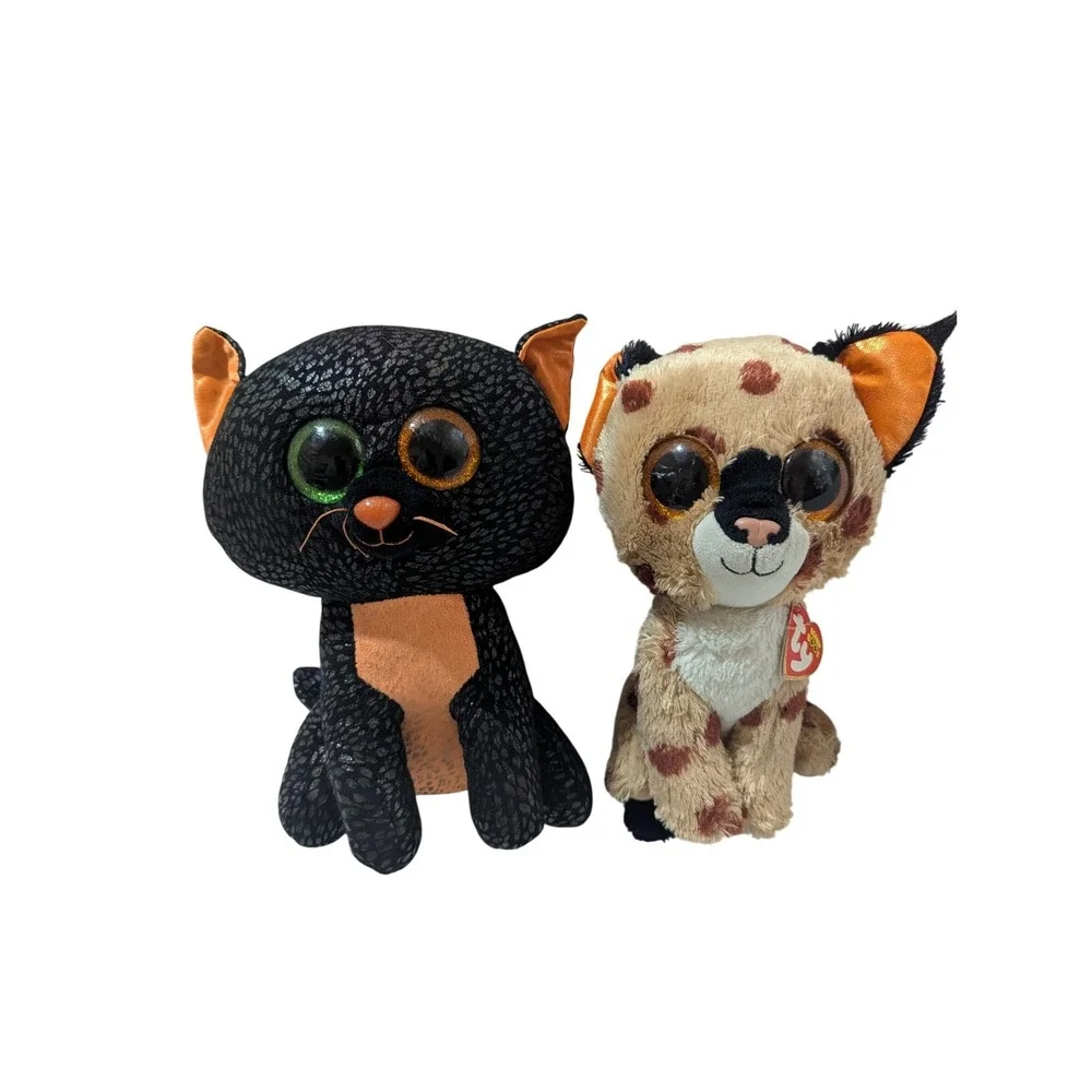 Ty Beanie‎ Boos Spellbound Black Cat and Buckwheat Lynx Plush Set 9 Inch