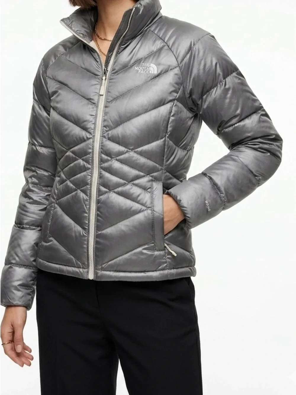 The North Face Silver Gray Aconcagua 550 Down Puffer Jacket Coat Quilted Size S