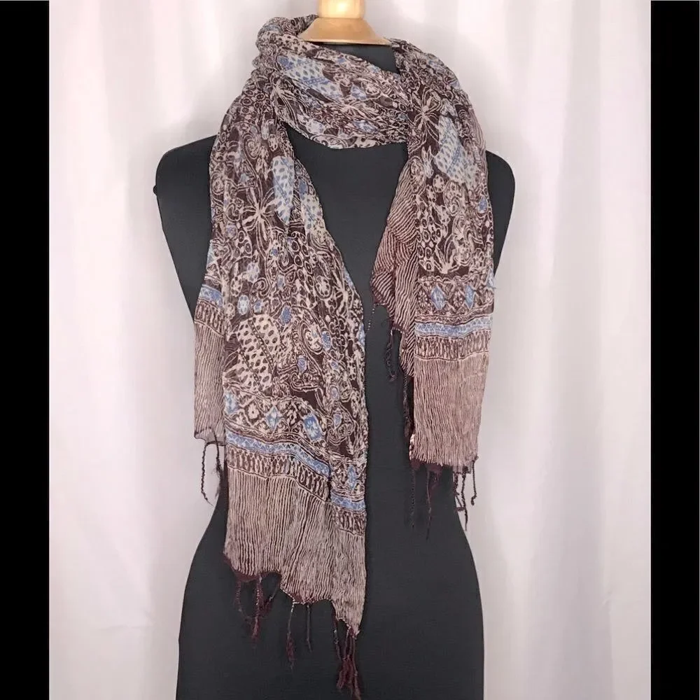 Sheer silk scarf fringe trim