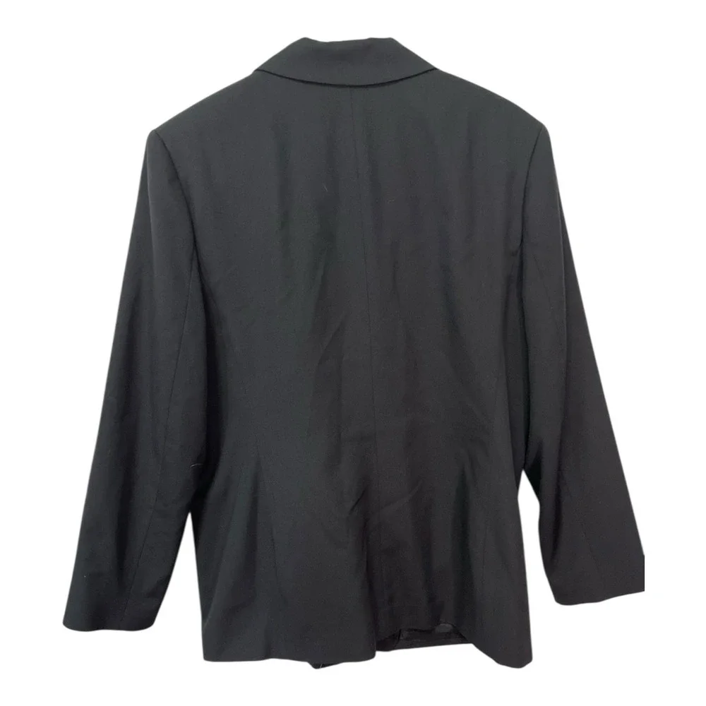 Alfred Dunner 16 Black Blazer‎ Three Button Flap Pockets Vintage Dark Academia