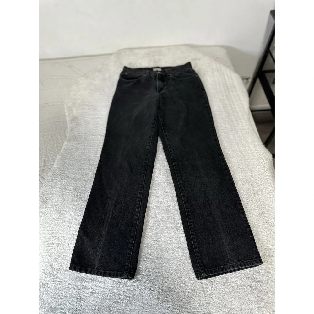 LL Bean Women's Black Straight Denim Jeans Size 4 Regular 26x28‎ Pants Cotton