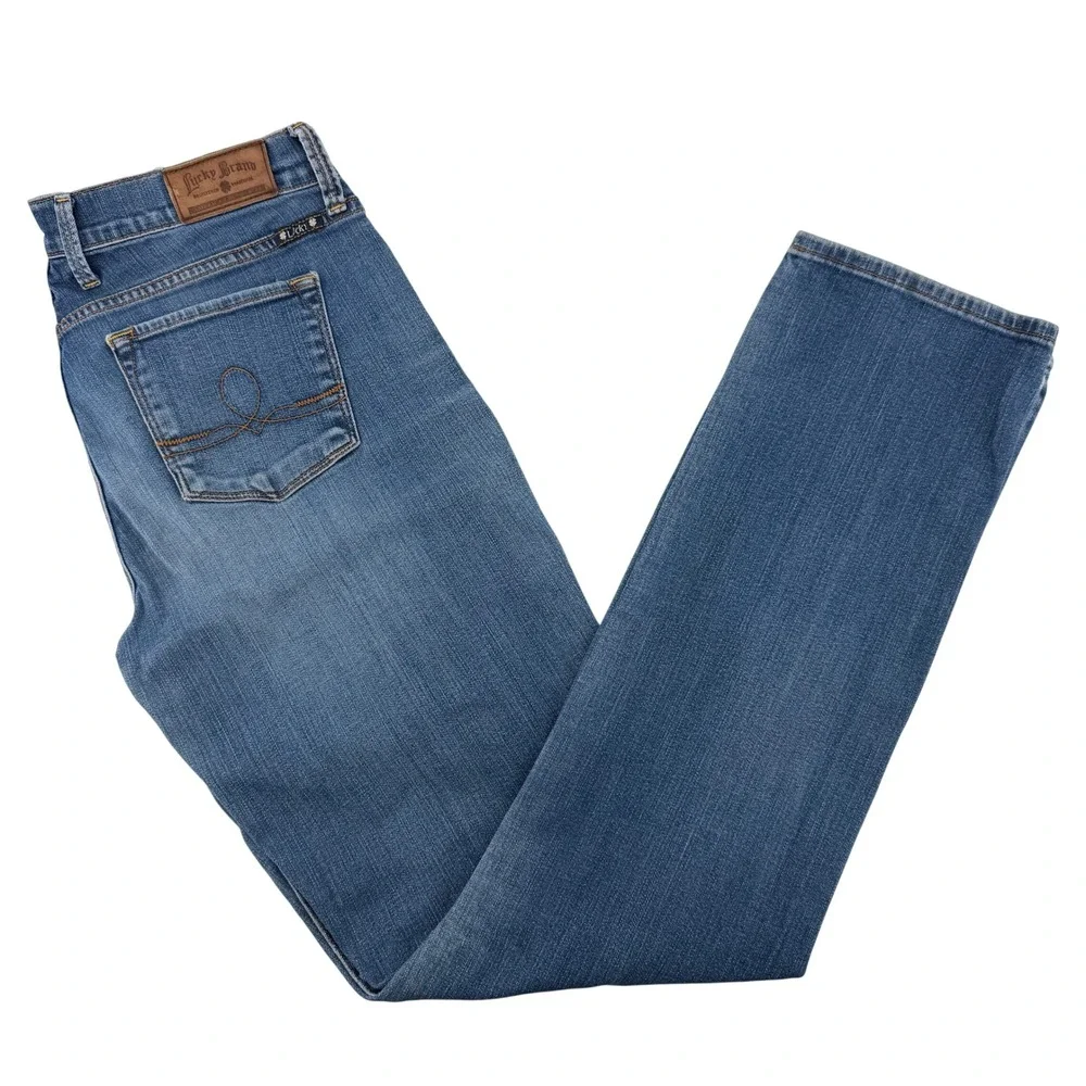 Lucky Brand Sofia Straight Leg Jeans Womens 10/30 Long Blue Medium Wash Mid Rise