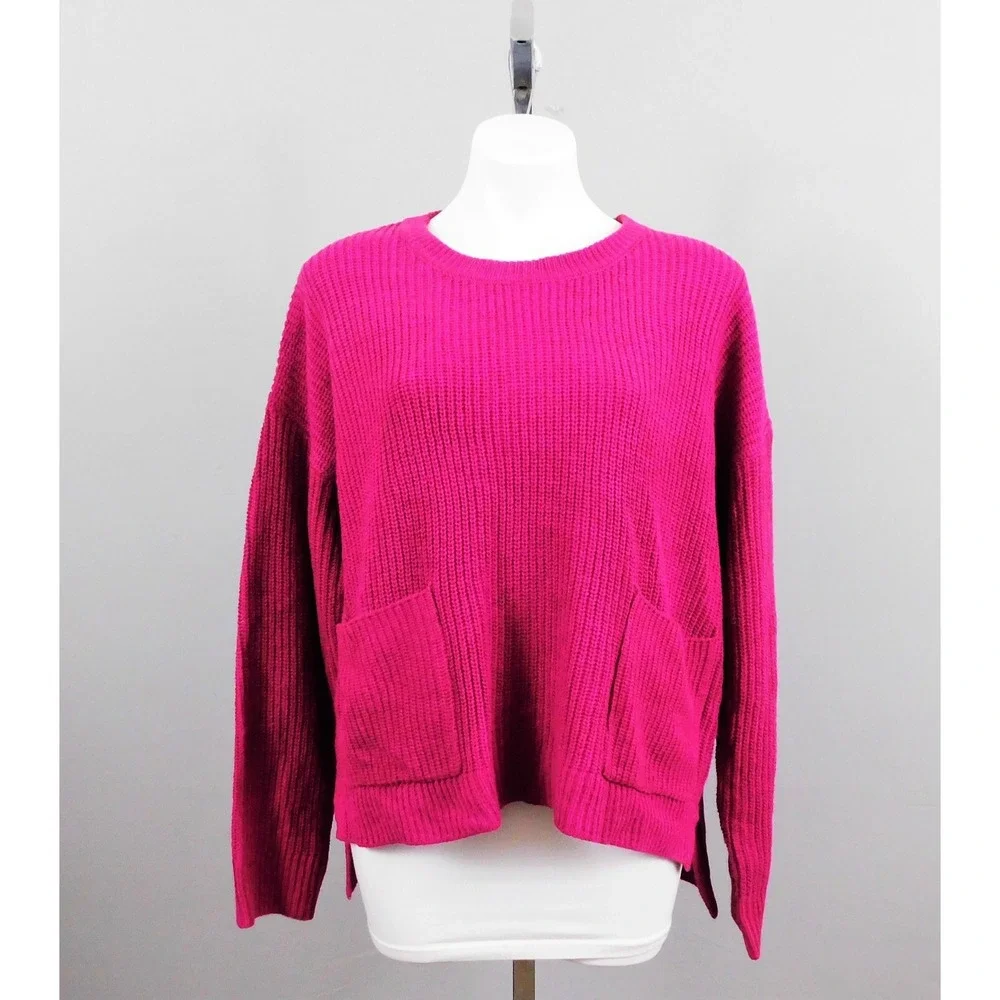 Melloday‎ Women's Round Neck Long Sleeve Sweater, Size L, Purple, New