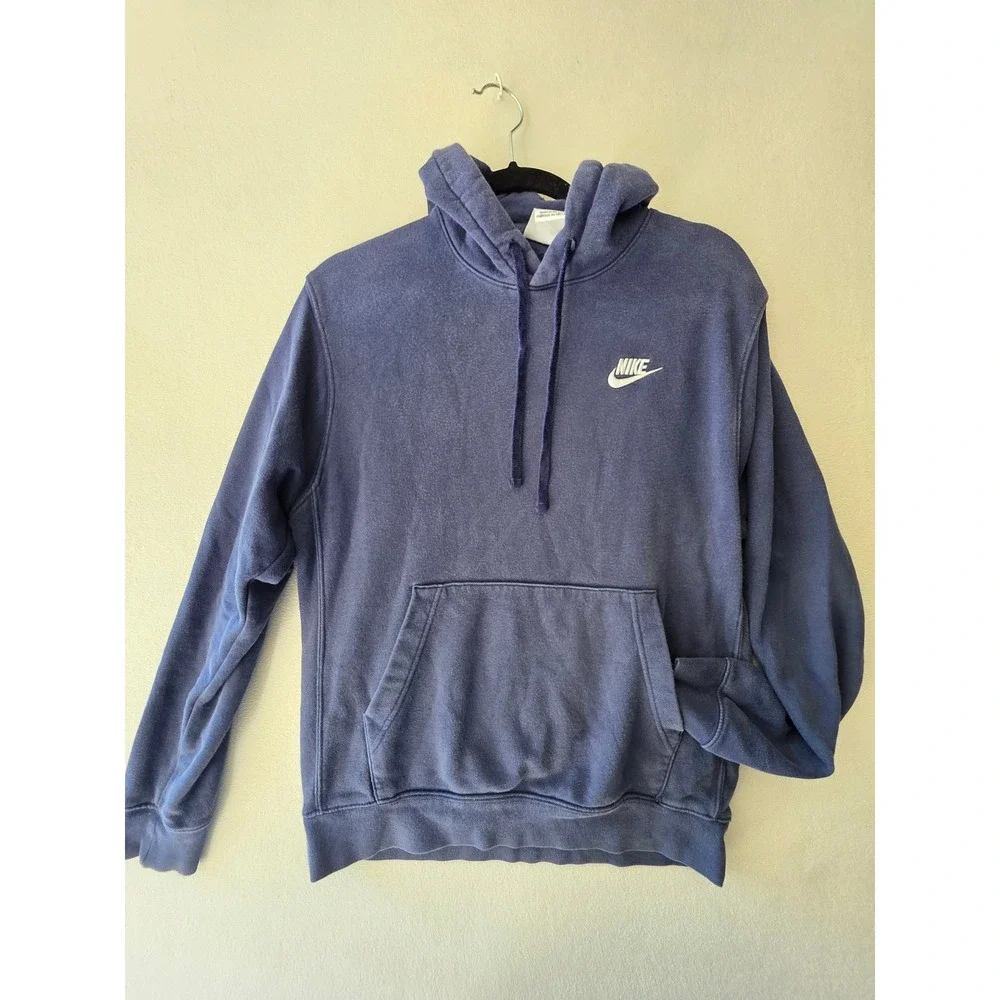 Nike Mens Small Navy Blue Pullover Hoodie Fleece Sweatshirt Embroidered Logo S