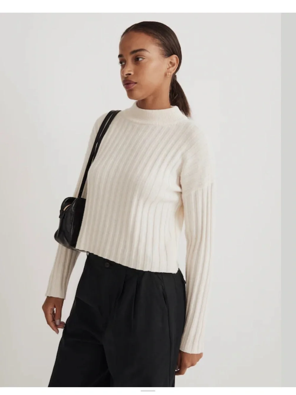 NWT Madewell Mockneck Crop wool blend Sweater size small