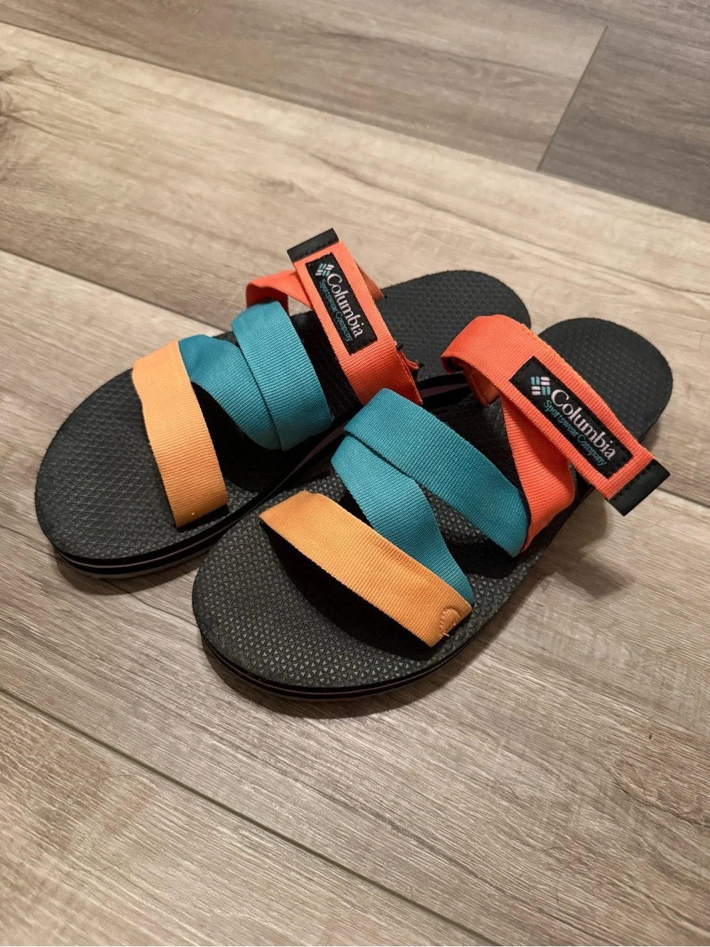 Columbia Orange Teal Black Strap Sandals- Alava Sandals