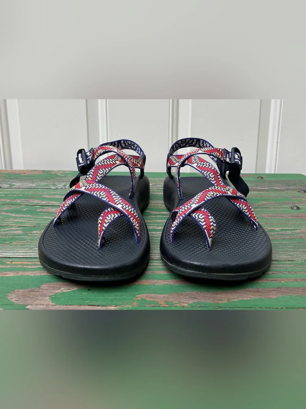 Chaco Womens Z/2 Classic Sandals Sz 9 Red Navy Yellow Strappy Summer Vacation