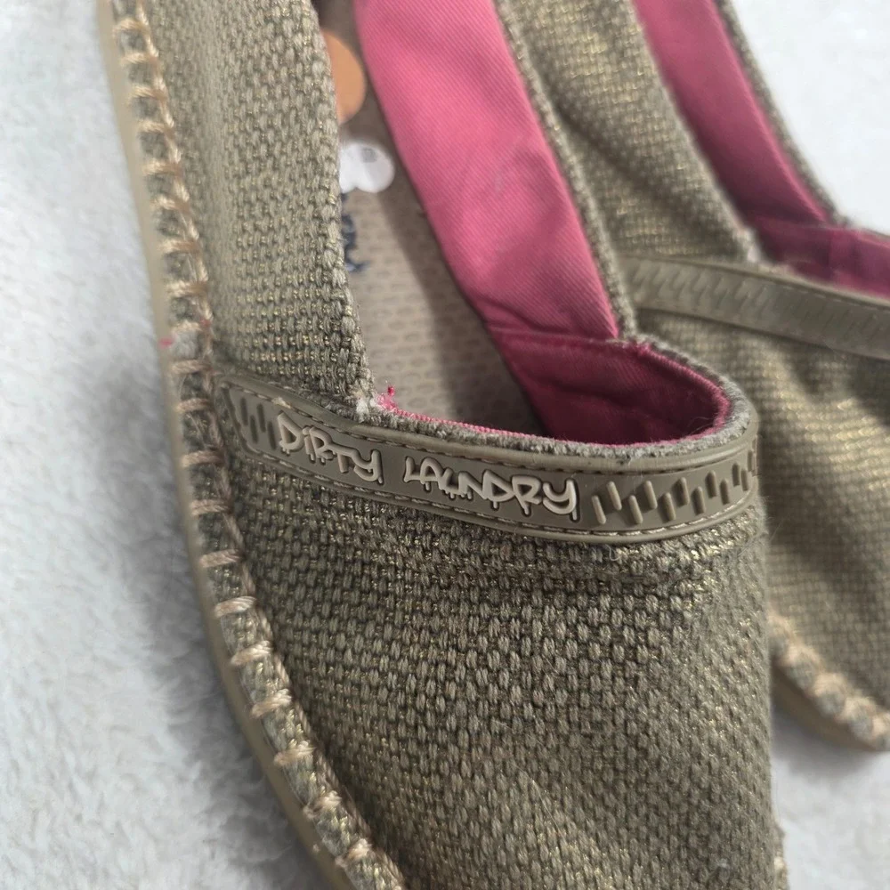 Dirty Laundry Hazen Espadrille‎ Women 7 Gold Metallic Slip On Woven Boho Flat