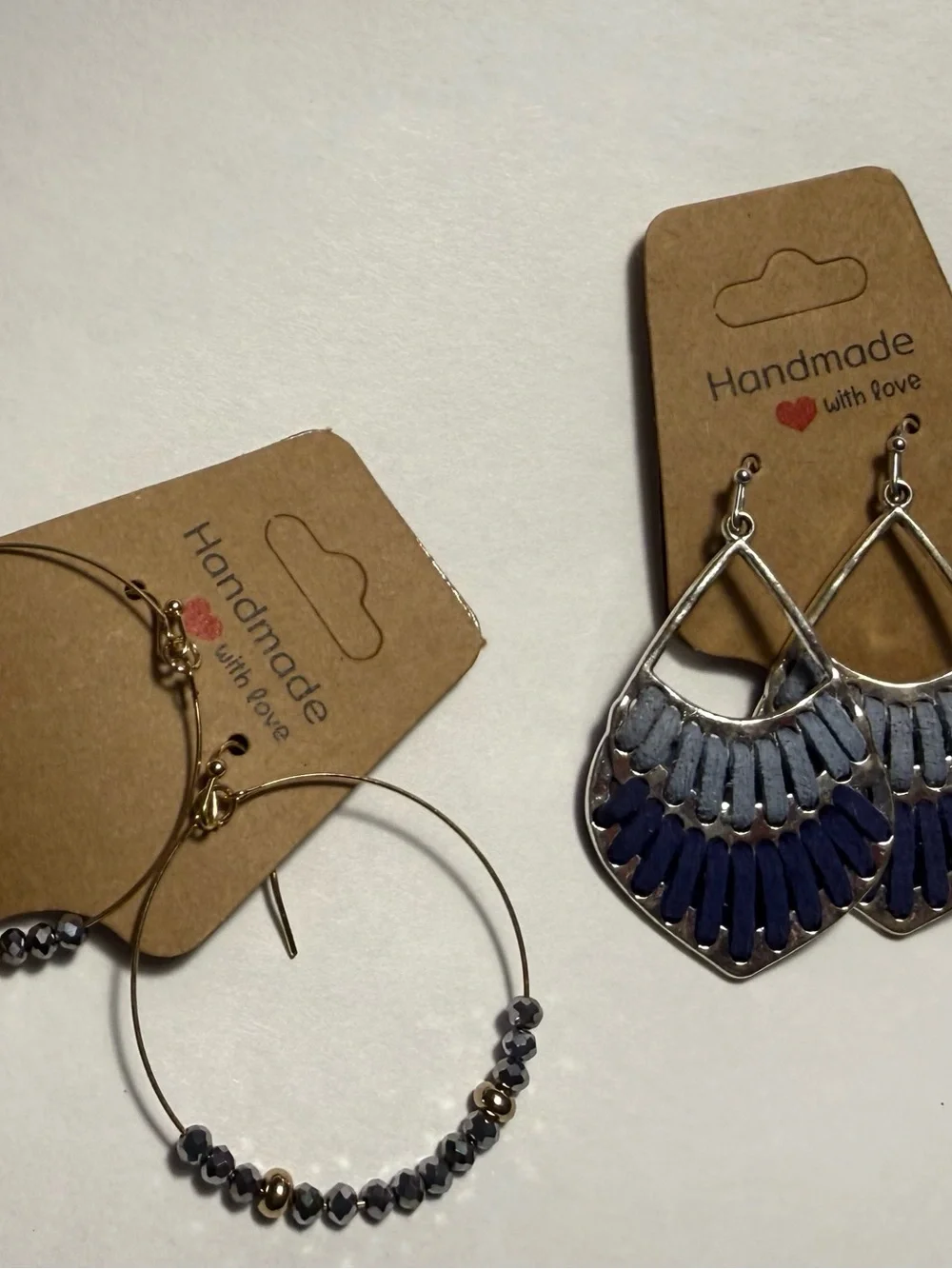 Fan Drop Earrings and Beaded Hoop Set