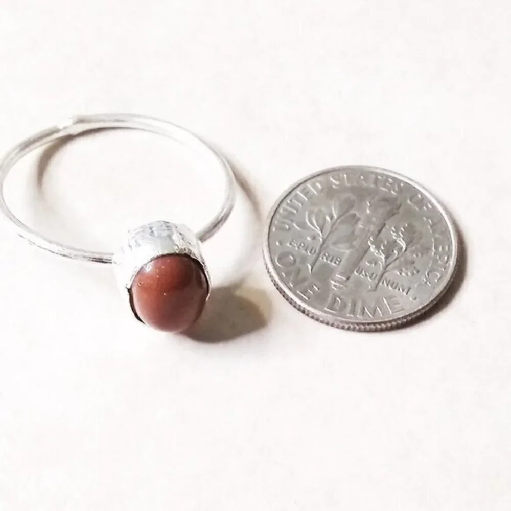 2/$25!!! Dainty Minimalist - Copper Goldstone 8.75 - Semi-Precious Stone Rings