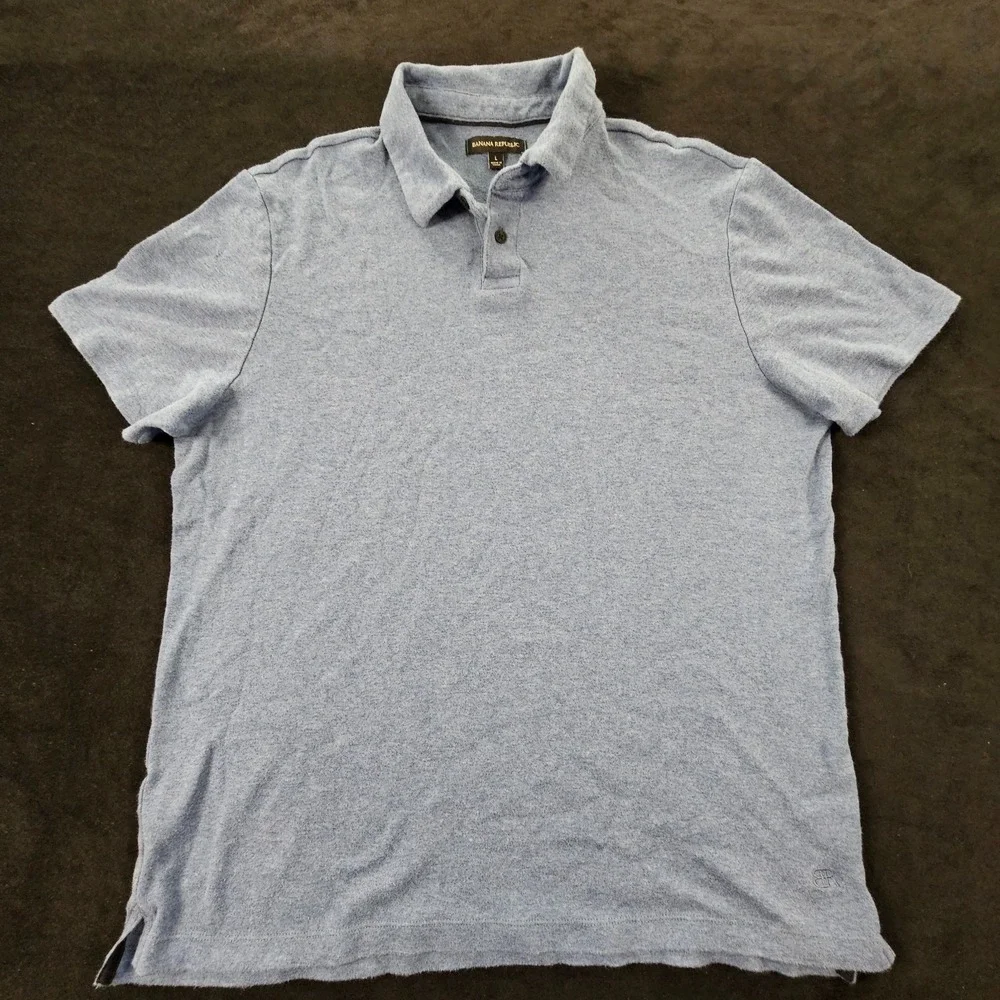 Banana Republic Blue Short Sleeve Cotton Polo Shirt Men's L