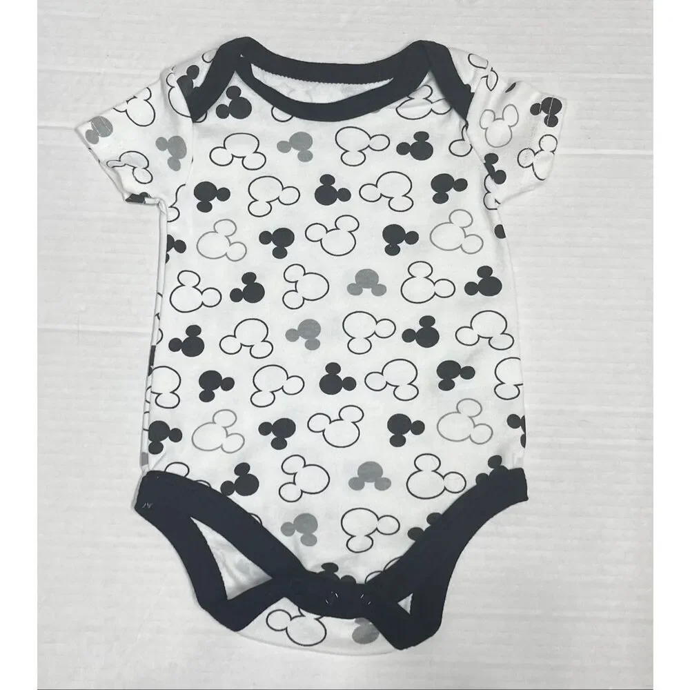 Disney Baby Black And White Mickey Heads Bodysuit   Boys Size 3/6 Months