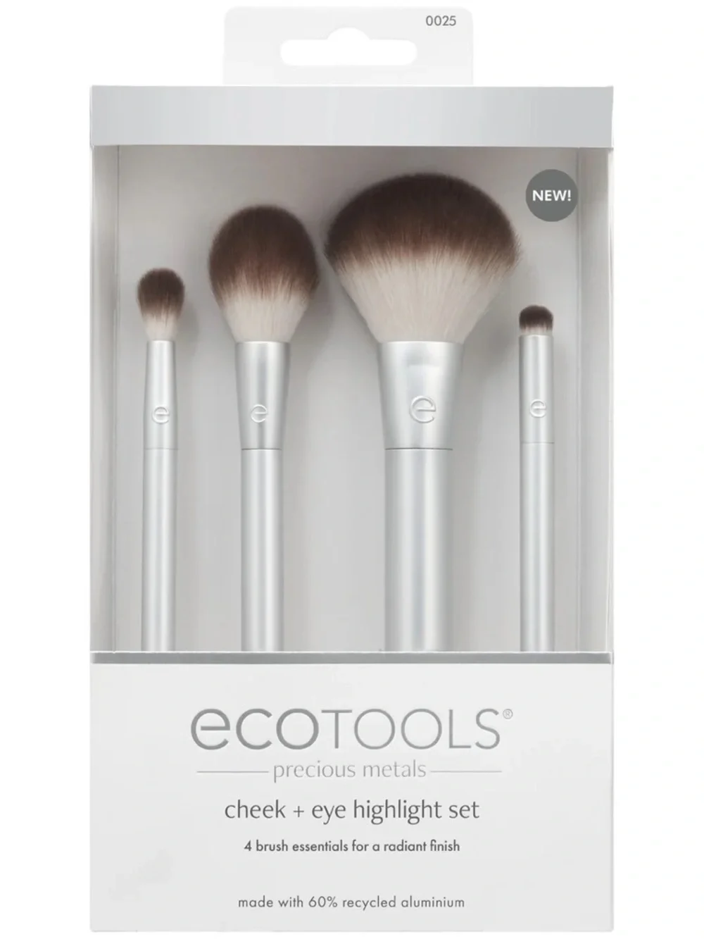 ecotools Silver Handle 4 piece Brush Set with Brown-to-Cream Bristles