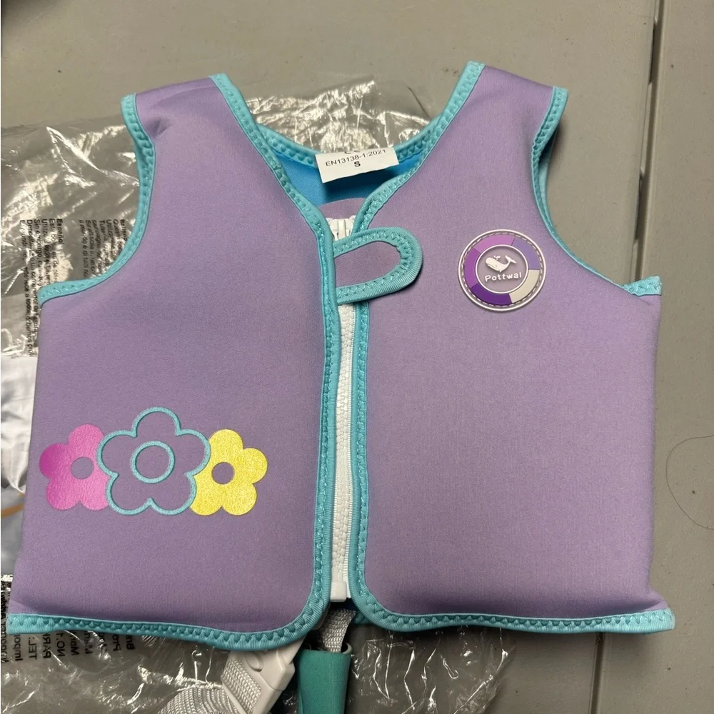 Purple Kids Swim Vest‎ with Flower Design