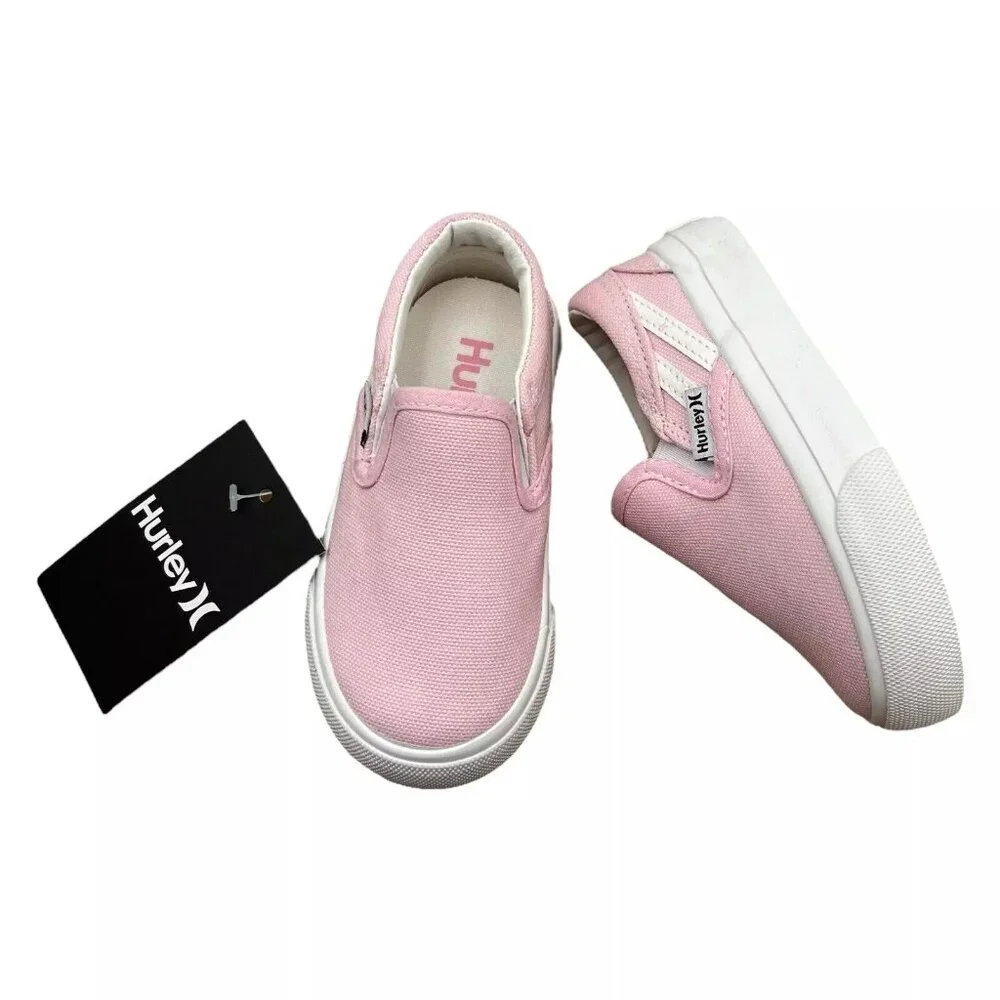 Hurley Toddler Girls Casual‎ Slip-on Shoes Size 7 Light Pink White Canva Upper