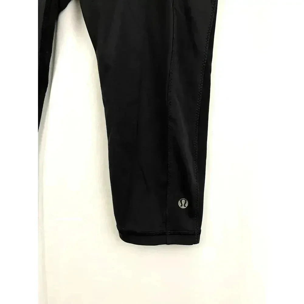 Lululemon Black Capri Leggings‎ Womens Sz 6 Dual Back Pockets Low Rise