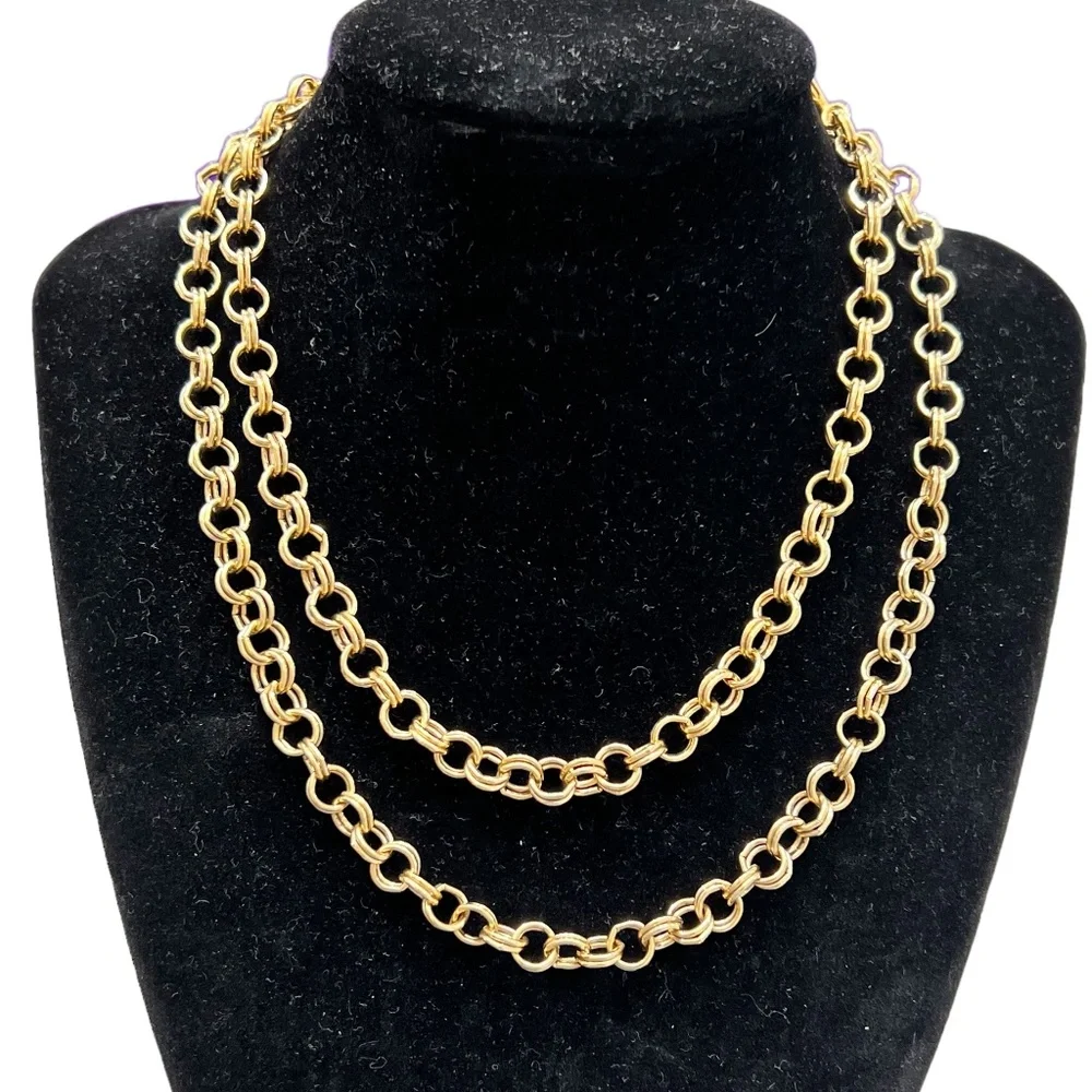 VINTAGE GOLD TONE DOUBLE LINK NECKLACE