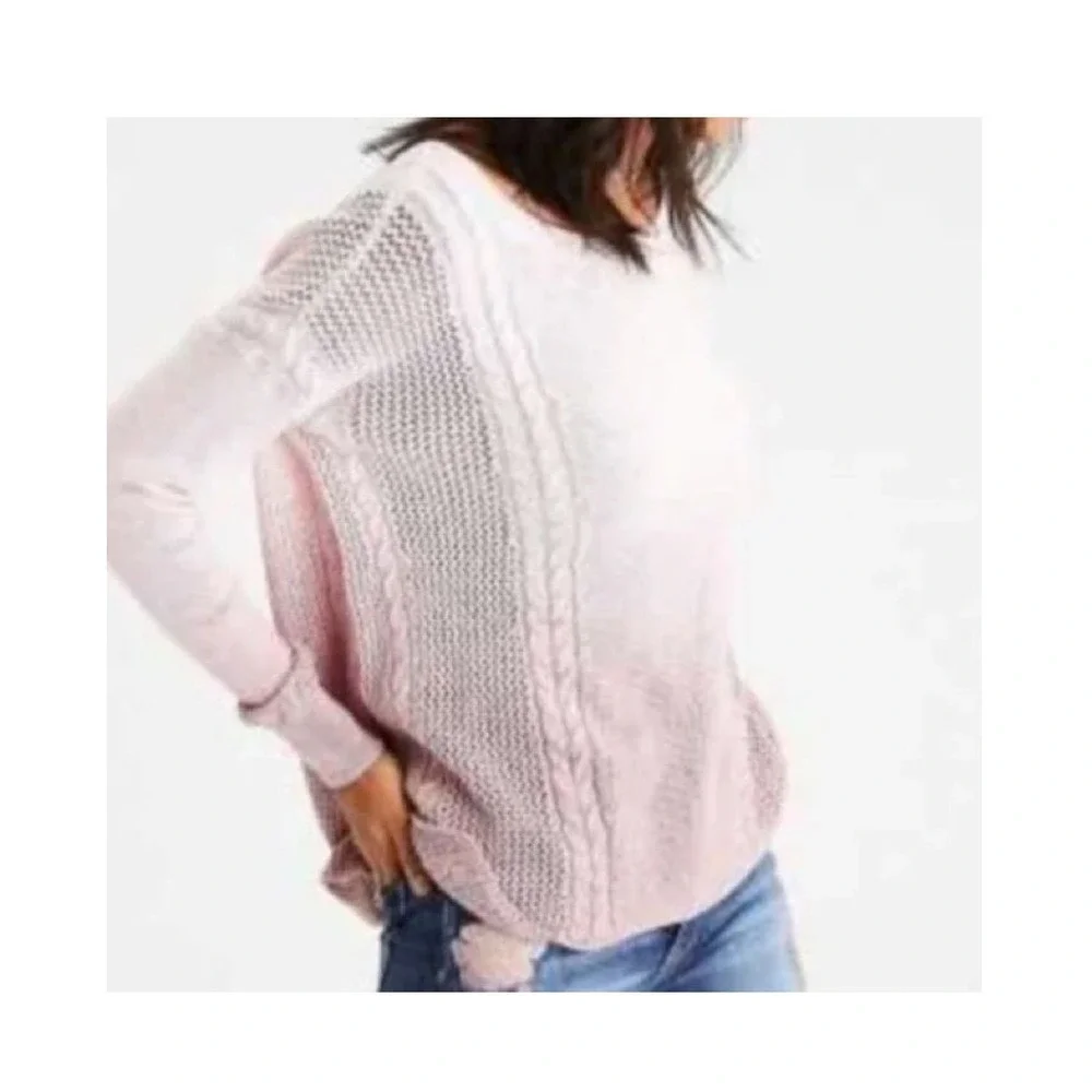 AMERICAN EAGLE Women's Two Toned Ombré Open Knit Sweater Pink Size Small