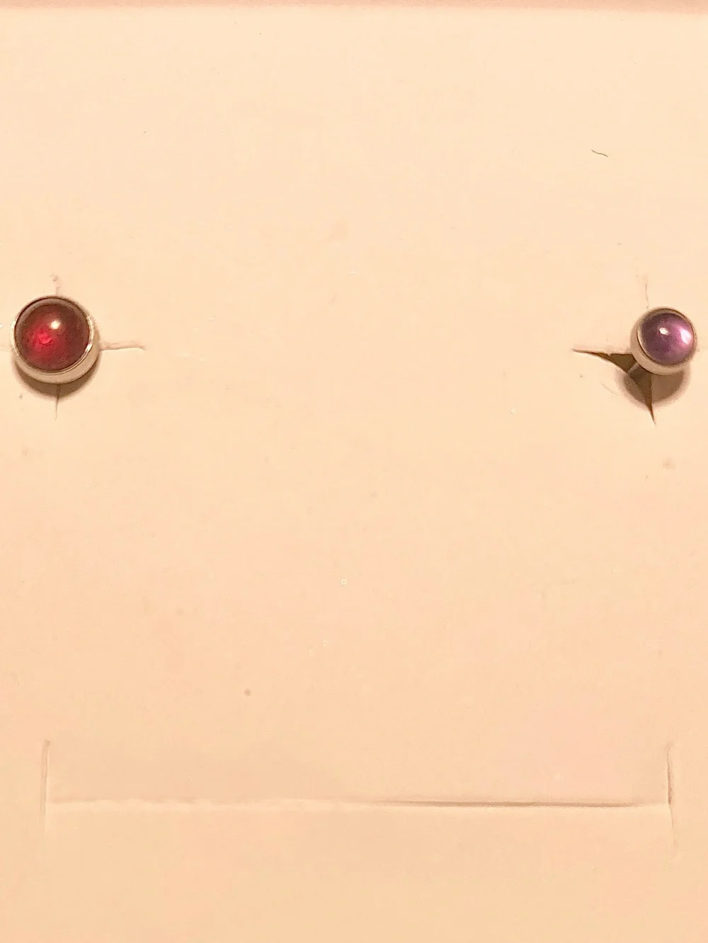 Genuine Amethyst & Garnet Gemstone Titanium Flat Back Threaded Stud Earrings